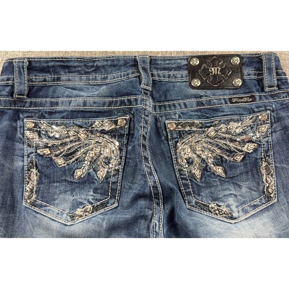 Miss Me Womens 32 Capri Jeans Y2K Rhinestone Embroidered Western Bling Denim - Picture 9 of 9